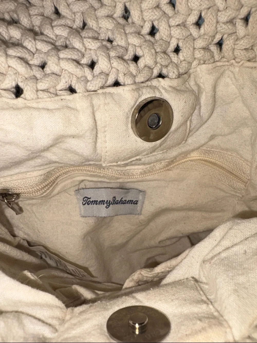 Tommy Bahama bohemian hippie Prarie Handcrafted Cream Macramé Crossbody Bag